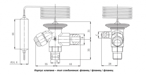 Терморегулирующий вентиль RFKA01E-4/8-13 (TEX-2) SANHU ЮКОН СНЭП